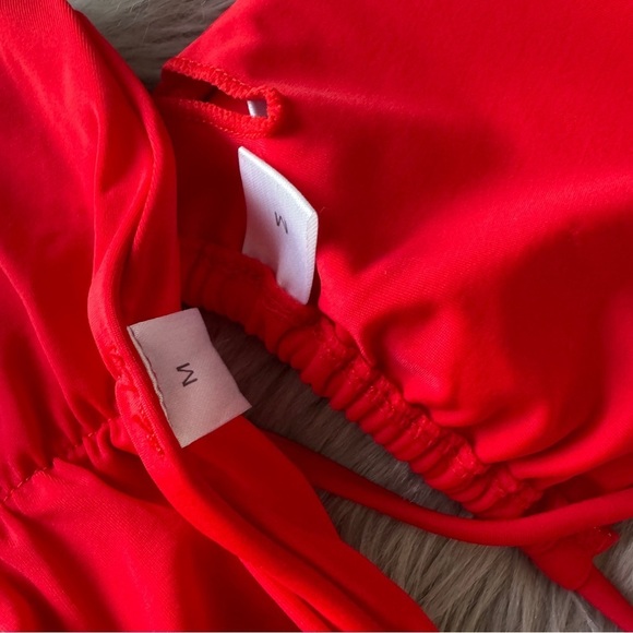 Red Micro Halter Bikini Set Ruched Back - Picture 7 of 7